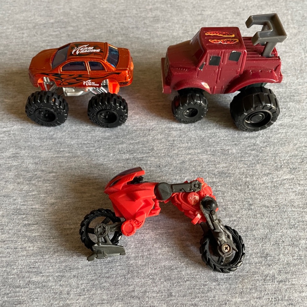 Red Monster Truck & Bike Toy Set for Kids